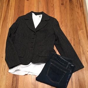 Ann Taylor Loft Tweed Jacket Dark Charcoal